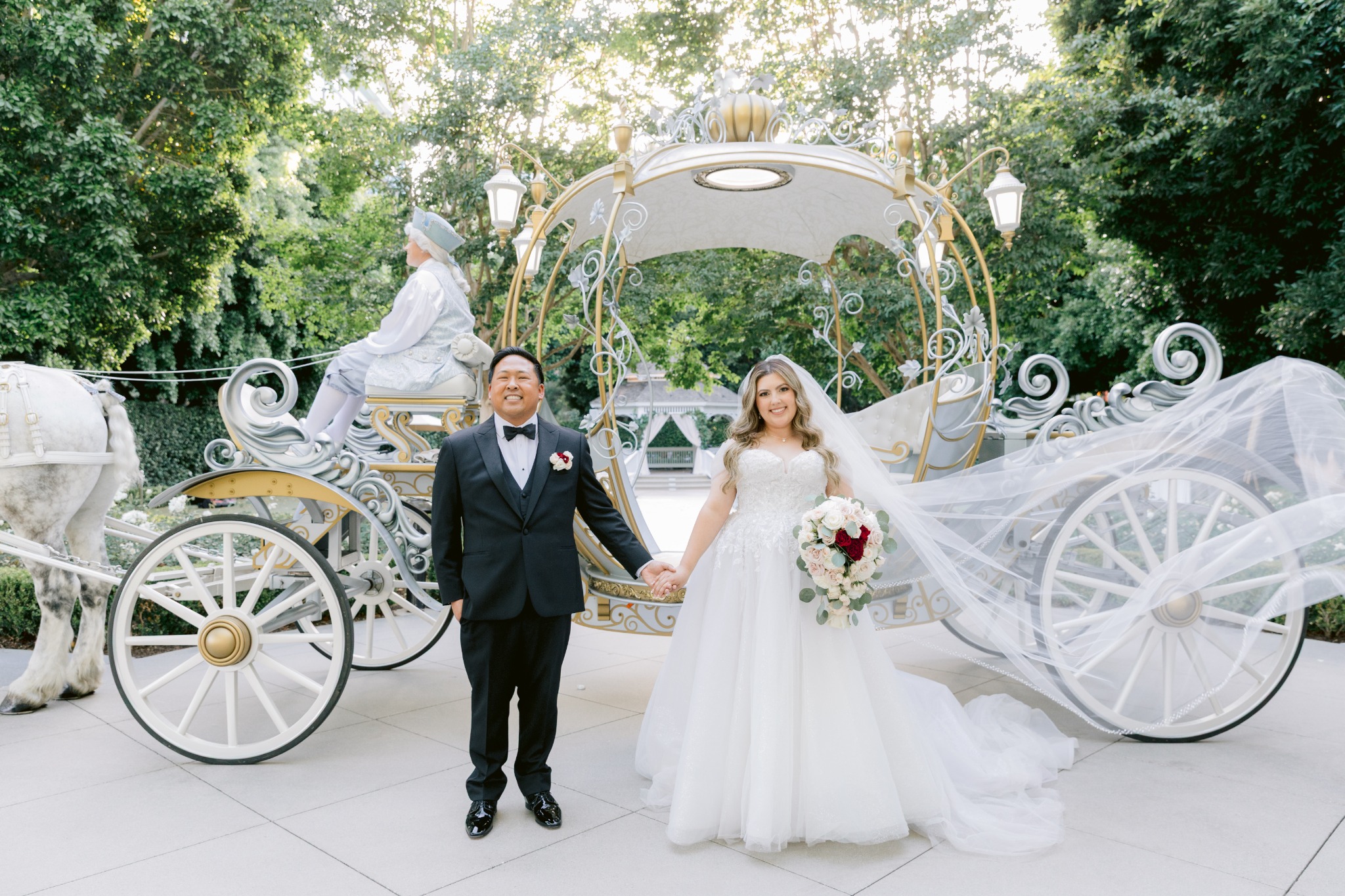 Wedding couple with carriage at Disneyland Resort