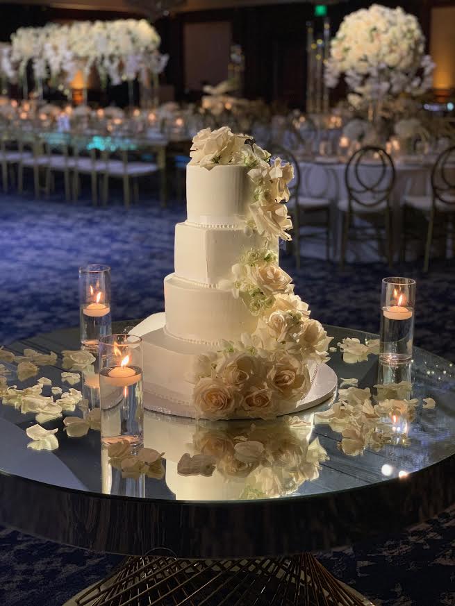 White floral wedding cake